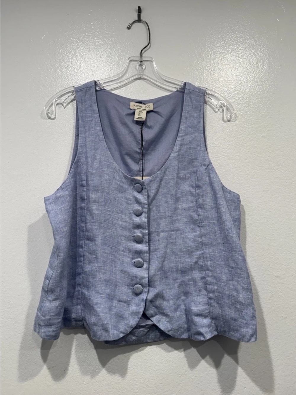 NWT Rachel Zoe Light Blue Linen Button Down Top Shirt
